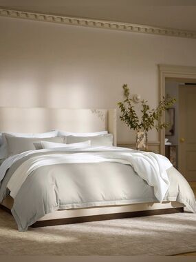 New boll & branch full queen size Luxury Neutral pewter Comfort Duvet Cover
